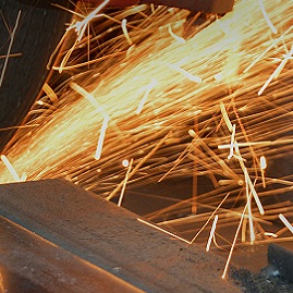 metal saw and sparks