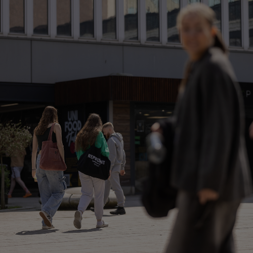 Student outside library 