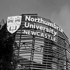 northumbria  university logo on building