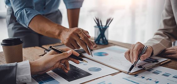 graphs and business people