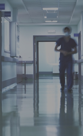 Nurse in a hospital corridor