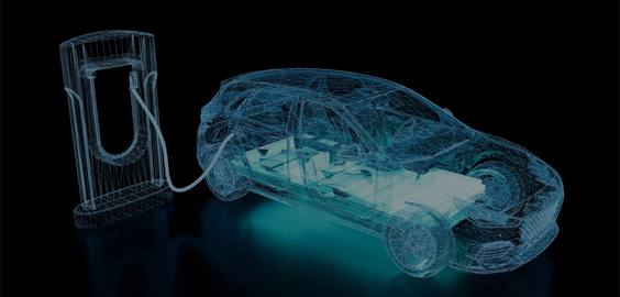 Xray image of an electric car