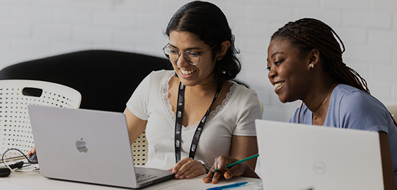 students at laptops