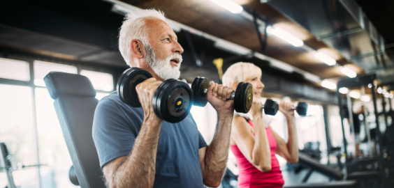rectangle image of elderly people in gym