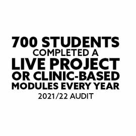 700 students completed a live project or clinic-based modules every year