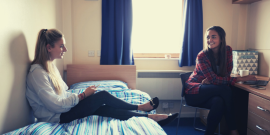 two female students in student accommodation