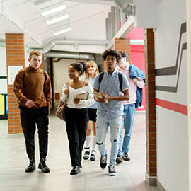 group of students walking
