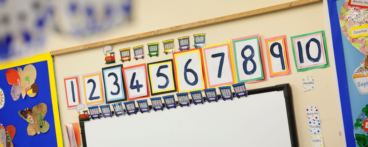 coloured numbers one to ten on a wall