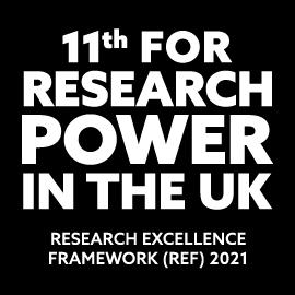 Boasting point that reads: "11th for Research Power in the UK - Research Excellence Framework (REF) 2021."