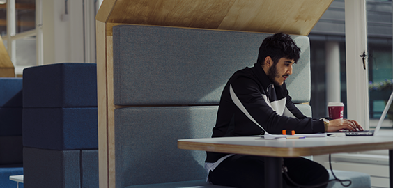 a man sitting at a desk