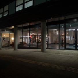 northumbria campus and courtyard at night