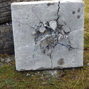 Caption: Results of impact resistant concrete test