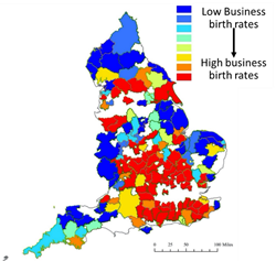 birth rate heat map of the UK
