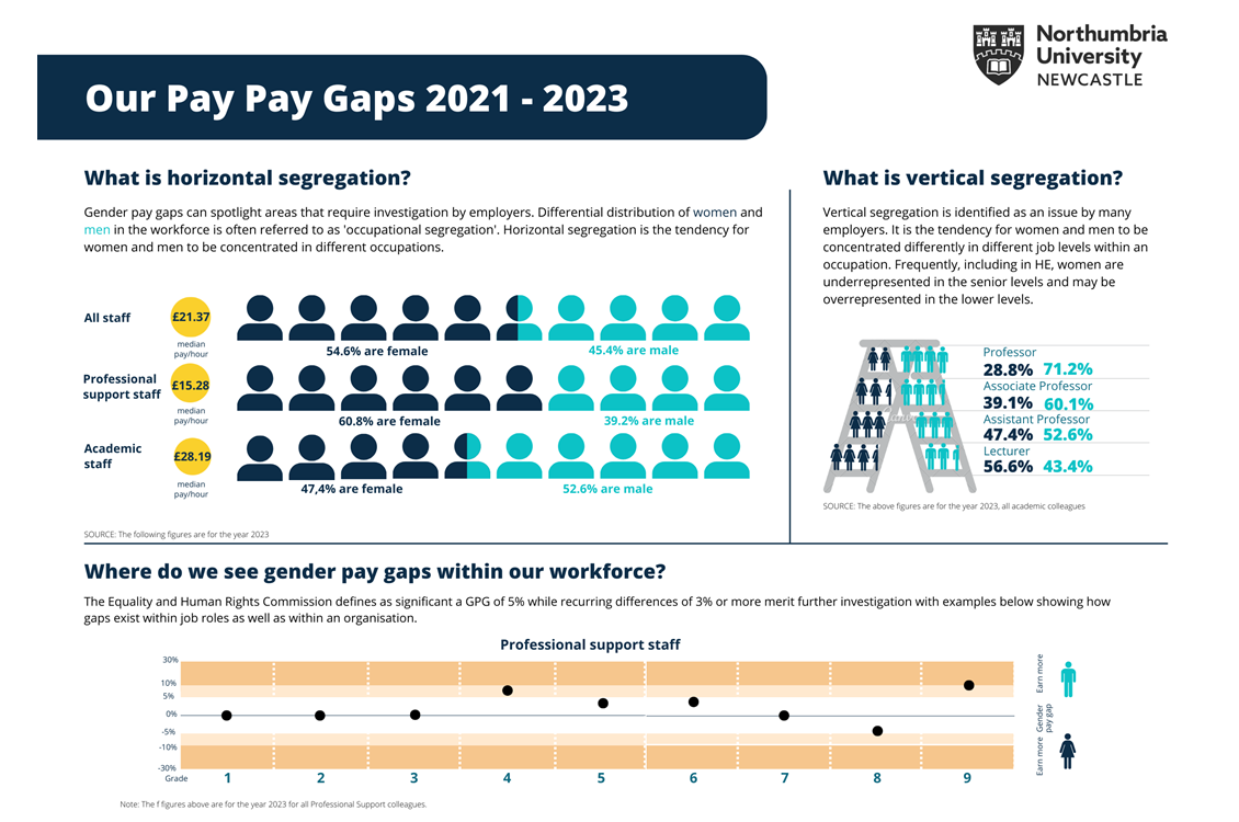 Graphic displaying gender pay gap in relation to horizontal and vertical segregation