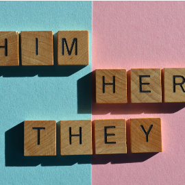 Gender pronouns words; she, her, they
