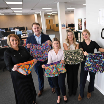 Caption: Northumbria Business Clinic students with Louise Weeks (far left), People & Culture Manager at OddBalls.