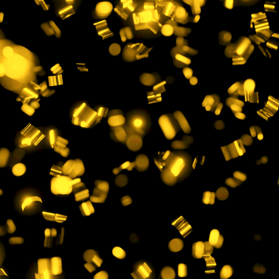 Black pod with gold confetti