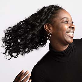 GIRL SMILING AND HAIR FLOWING