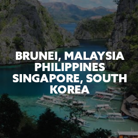 Brunei, Malaysia, Philippines, Singapore, South Korea