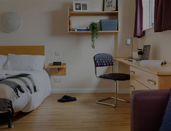 Interior of one of the studio flats available within the university's-owned accommodation.