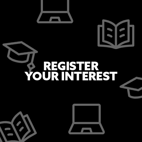 Image: black background. Text: "Register your interest in Northumbria"