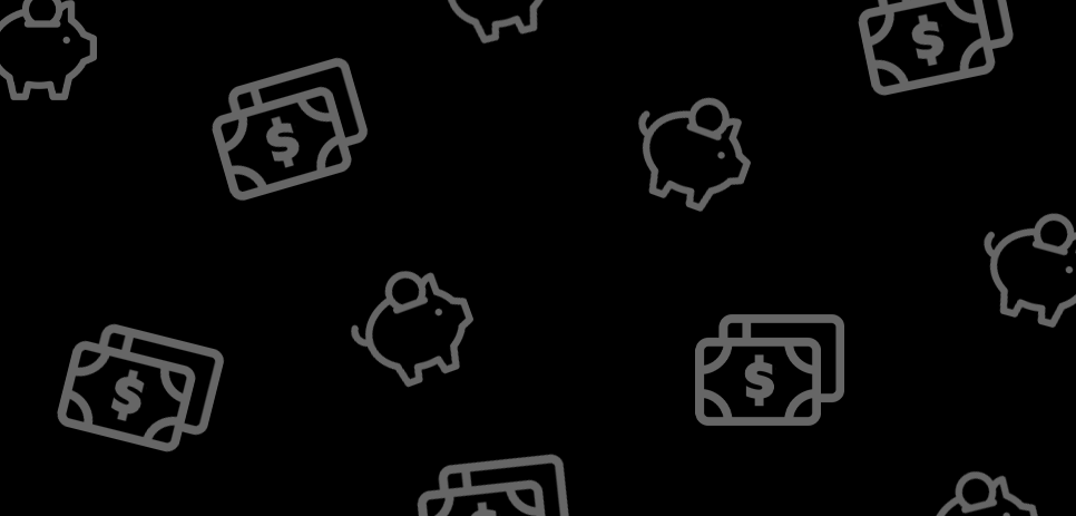 Repeated icons of a piggy bank and US Dollar bank notes