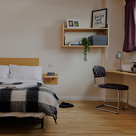 Wide-shot of a studio example within Northumbria Accommodation