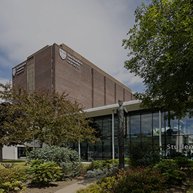 Wide-shot of Student Central on the City Campus on a sunny day.