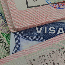 Close-up of a visa application
