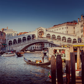 Canal in Venice with gondola