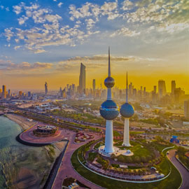 Evening sunset over Kuwait city