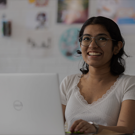 student working on laptop