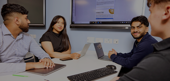 students working on group work