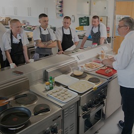 Students in the food and nutrition kitchen