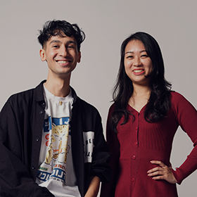 Shot of two students of differing nationalities as part of the 'I Am Northumbria' campaign.