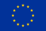 European Flag with circle of 12 gold stars on a blue background