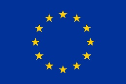 European Flag with circle of 12 gold stars on a blue background