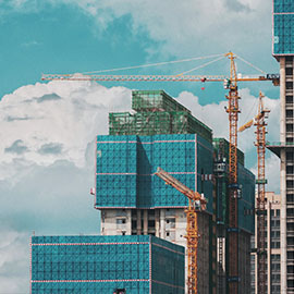 Tall modern building under construction