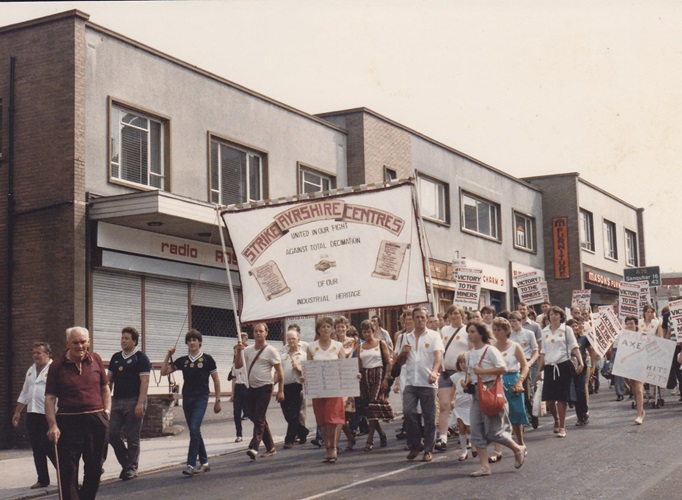 Caption: Cumnock March in support of the miners, Ayrshire, Scotland, Summer 1984. Images courtesy of Jim McBlain with thanks to Rab Wilson.