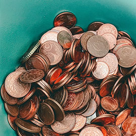 Photo of copper coins in a container