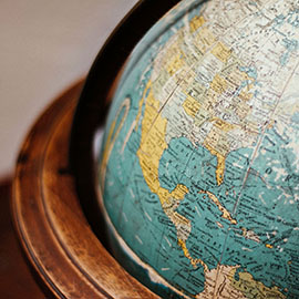 Closeup photo on a globe