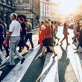 Photo of people crossing a road