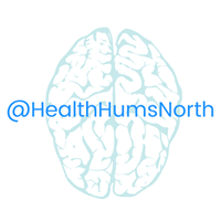 Image showing blue @HealthHumsNorth logo with graphic of a brain in background
