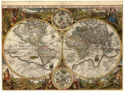 Caption: Orbis Terrarum Typus (Double Hemispheric World Map) Jan van Doetichum the younger (d.1630) Photo credit: American Museum & Gardens