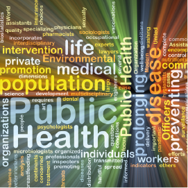 Abstract image showing lots of words related to health and social care