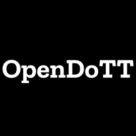 Image showing white OpenDoTT logo on a black background