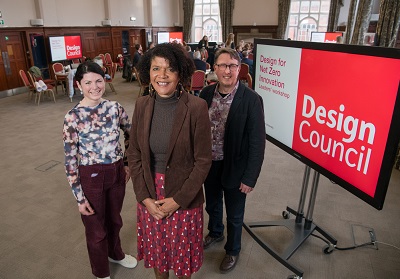 Caption: Cat Drew from the Design Council, Chi Onwurah MP and Professor Mark Bailey from Northumbria University