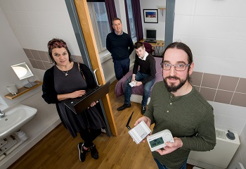 Caption:From l-r: Dr Kay Rogage (Northumbria University), Mark Riley (Your Homes Newcastle), Graham, Coulby (BIM Academy) and Dr Adrian Clear (Northumbria University)
