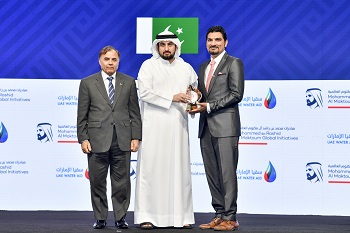 Caption:Northumbria University’s Dr Muhammad Wakil Shahzad receiving the global water award from His Highness Sheikh Ahmed bin Mohammed bin Rashid Al Maktoum.