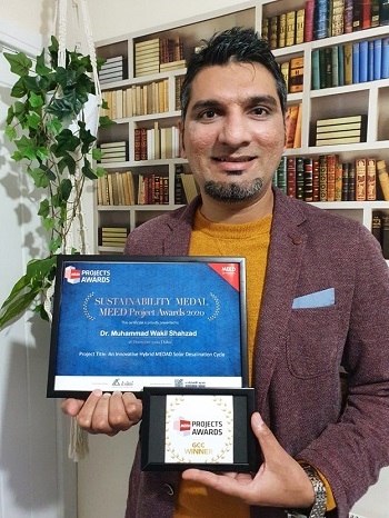 Caption:Dr Muhammad Wakil Shahzad, who was awarded the Sustainability Medal 2020 at the annual MEED Projects Awards.